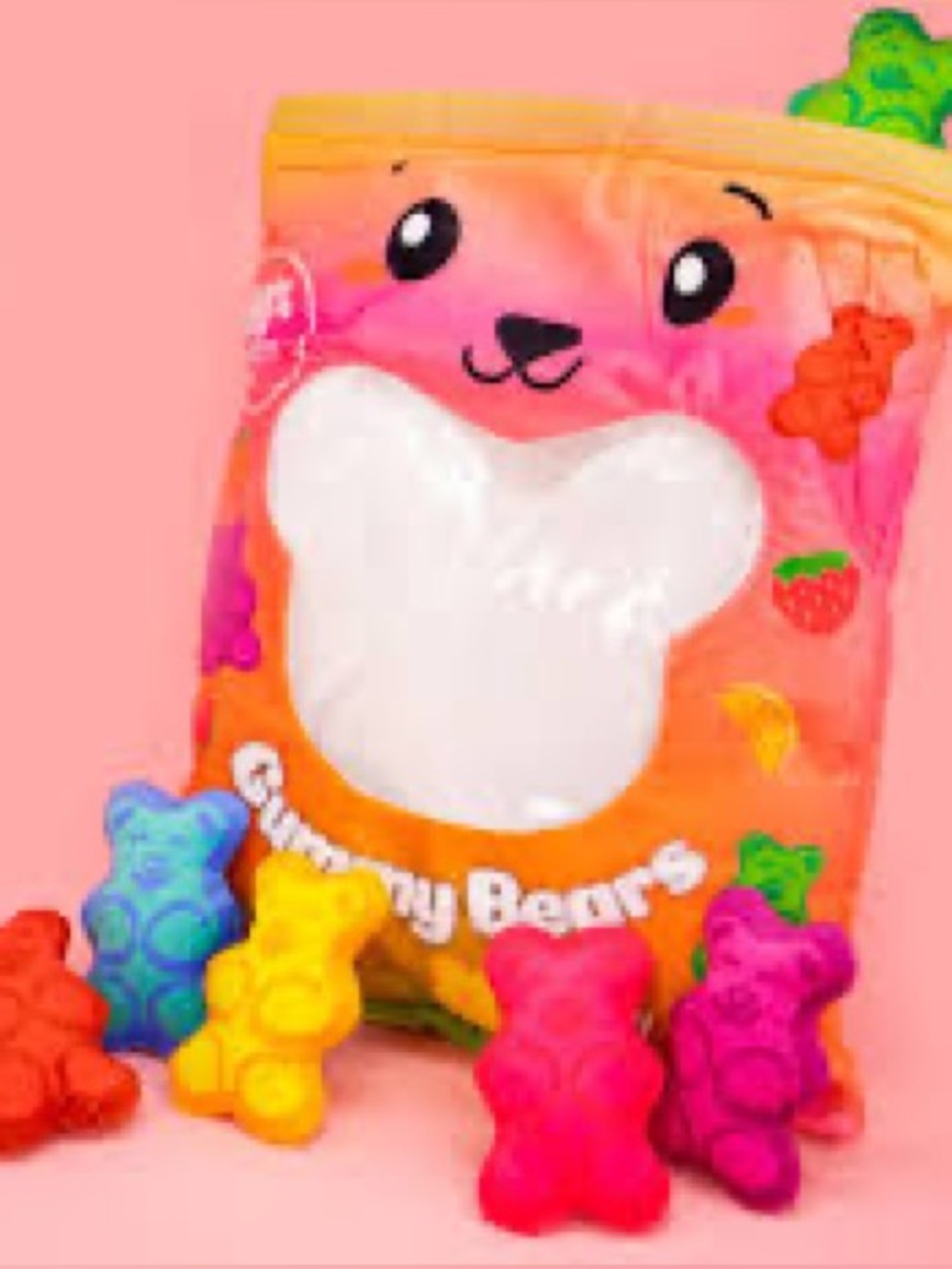 schmoochy pals Gummy Bears Plush Toy with Blue, Pink, and Yellow Bears